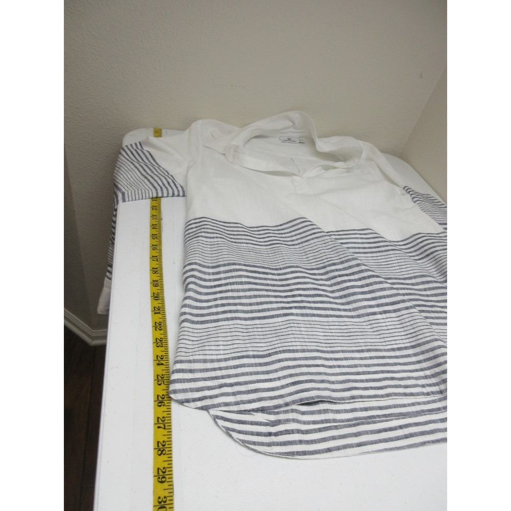 Vineyard Vines Top Women XL Striped Metallic Tunic Nautical Coastal Resort Navy - Picture 9 of 12